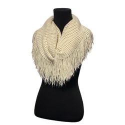 Boho Knit Infinity Scarf With Fringe