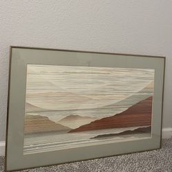 Mountain, art, print, glass and Metalframe
