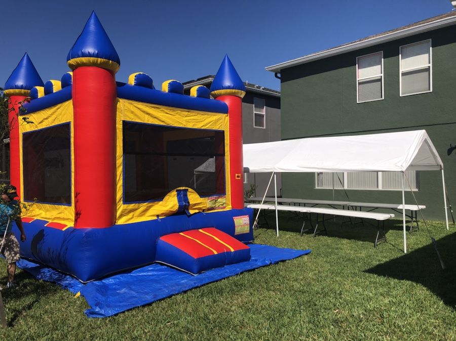 Bounce , chairs , tables