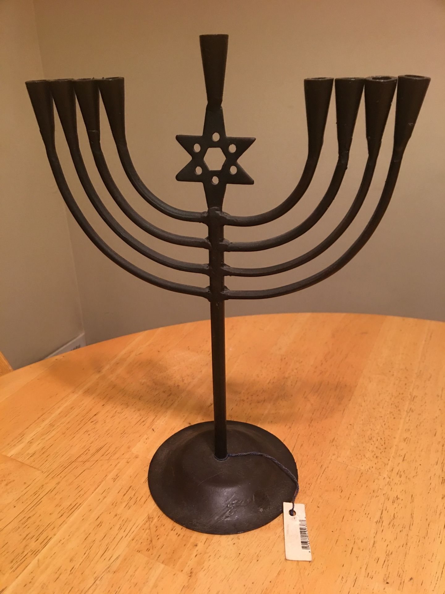 Black Metal Menorah - Approximately 13” High x 9” Wide - Excellent Condition