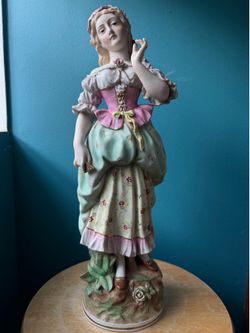 18” Victorian  Porcelain Court Lady Figurine