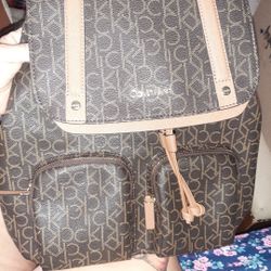 Ck Full Size Leather Backpack