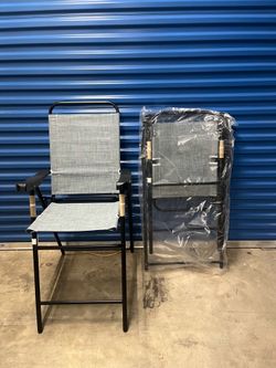 2 Pieces Patio Folding Bar Chairs, High Top Patio Bar Chair