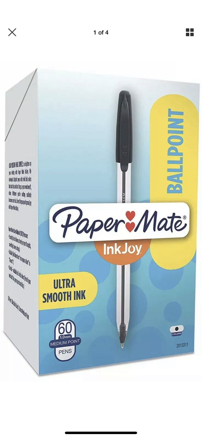 Paper Mate Write Bros Stick Fine Ballpoint Pen Black Ink Medium 1mm 60/Pack