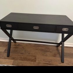 Campaign Wood Writing Desk with Drawers Black - Threshold