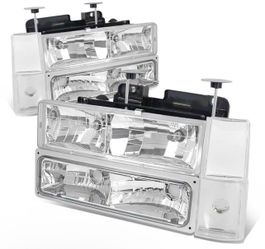 Fits 88 - 93 Chevy C10 C/K 1500 C 2500 K 3500 Blazer, 8Pcs Driver and Passenger Side Halogen Headlamps