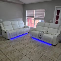 WHITE RECLINER SOFA - LOVESEAT
