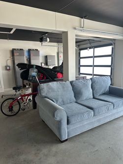 Light Blue Fabric Sofa Bed