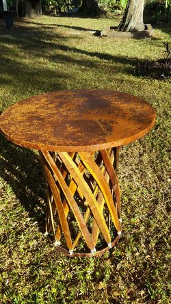 Leather Top Rustic table .