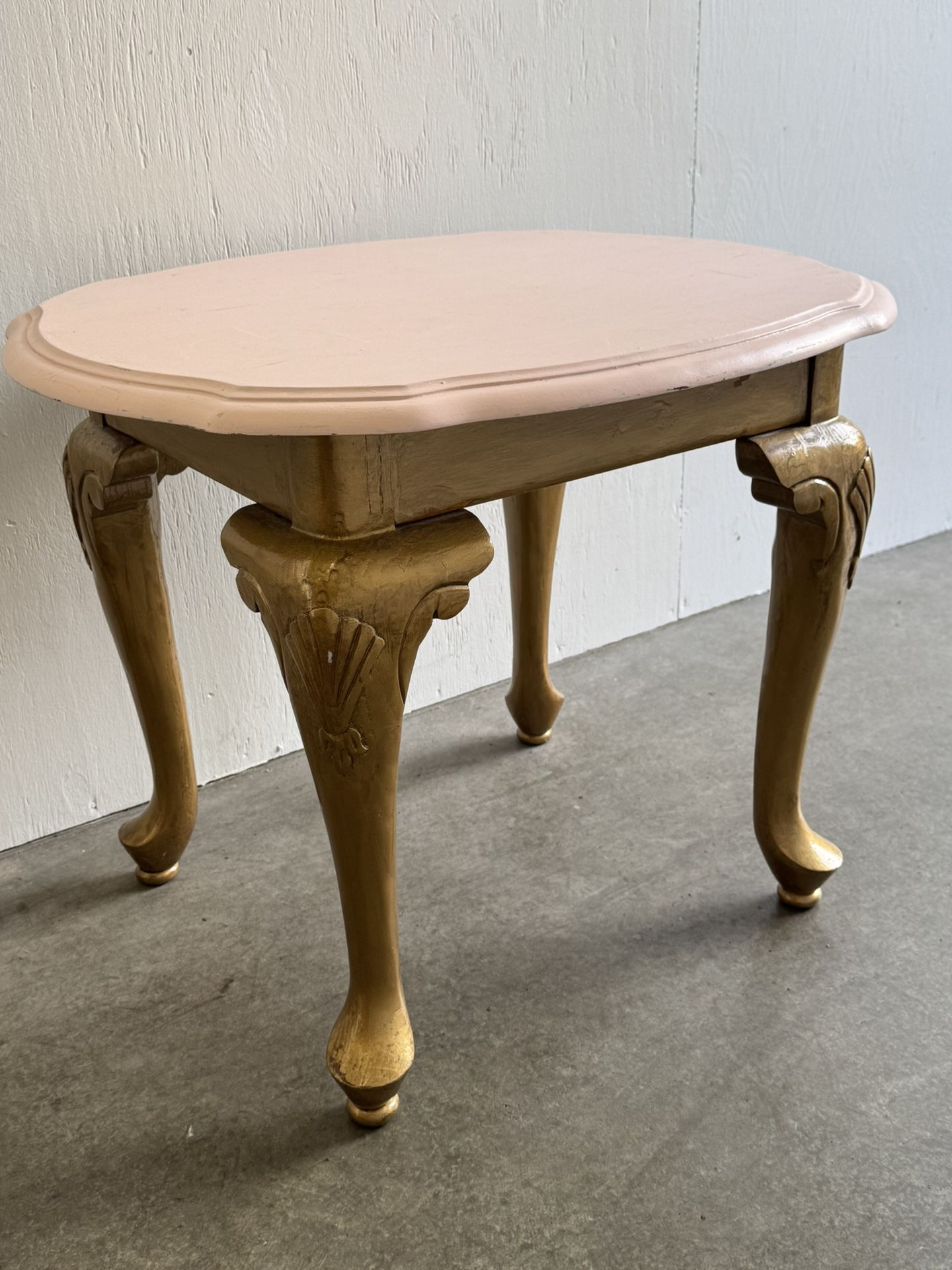 Antique Side Table- Light Pink & Gold