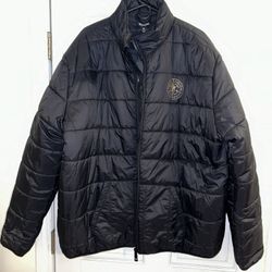 True Religion Jet Black Metallic Puffer Jacket XXXL