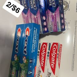 Crest and Colgate toothpaste