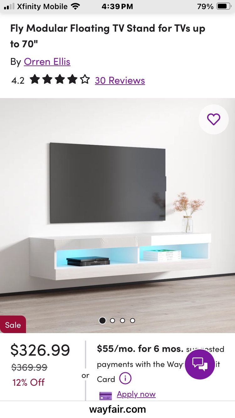 Floating tv Wall mounted/ White.