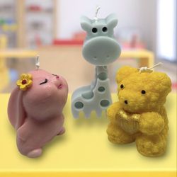 3 cute handmade animals candles for kids 