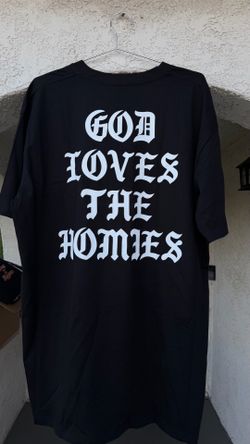 BXR BORN RAISED GOD LOVES THE HOMIES BLACK SHIRT SZ 2XL  LOS ANGELES SUPREME UNDFTD NIKE DUNK