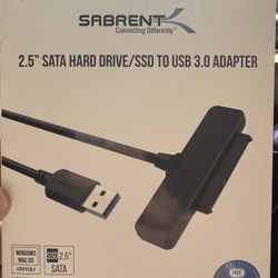 Sabrent 2.5” SATA Hard Drive/SSD to USB 3.0 Adapter (Model EC-SSHD)