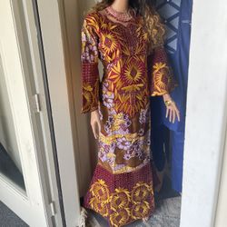 African Dress Embroidered High Quality Size M(8-10)