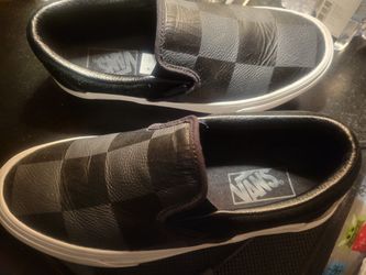 Vans Leather Checkers Black / Grey  W 7.5 M 6 0