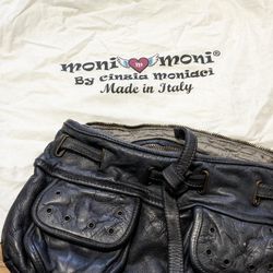 Moni Moni Black Leather Wristlet/Clutch