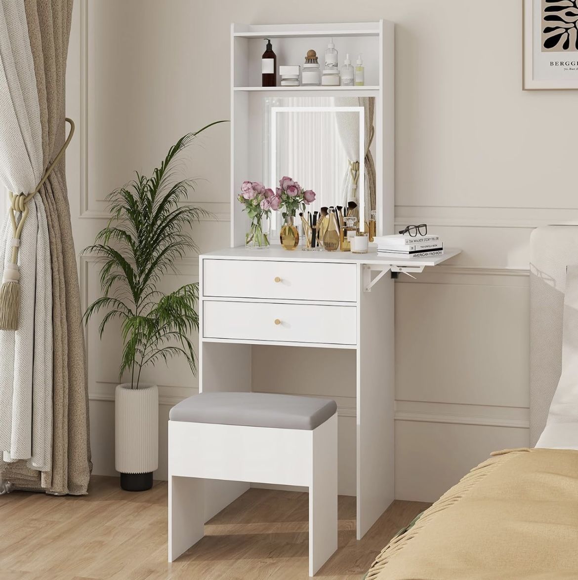 Brand New Vanity Lighted Mirror Desk Set for Compact Spaces Retail $170