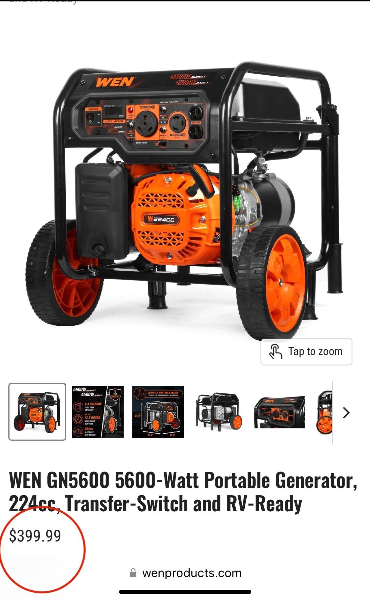 New WEN GN5600 Generator 5600 Watt.
