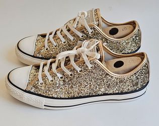 Converse All Star Low Top Gold Glitter Sneakers Women's Size 9.5 NEW