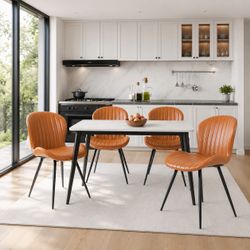 Set of4- whiskey brown leather dining chairs
