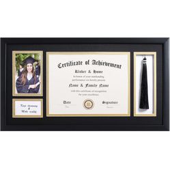ELSKER&HOME 11x22 Diploma Frames with Tassel Holder for 8.5x11 Certificate Document Shadow Box, 4x6 Graduation Photo, Matte Black Frame, Degree Double