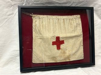 Framed Red Cross Canvas Bag Military Art
