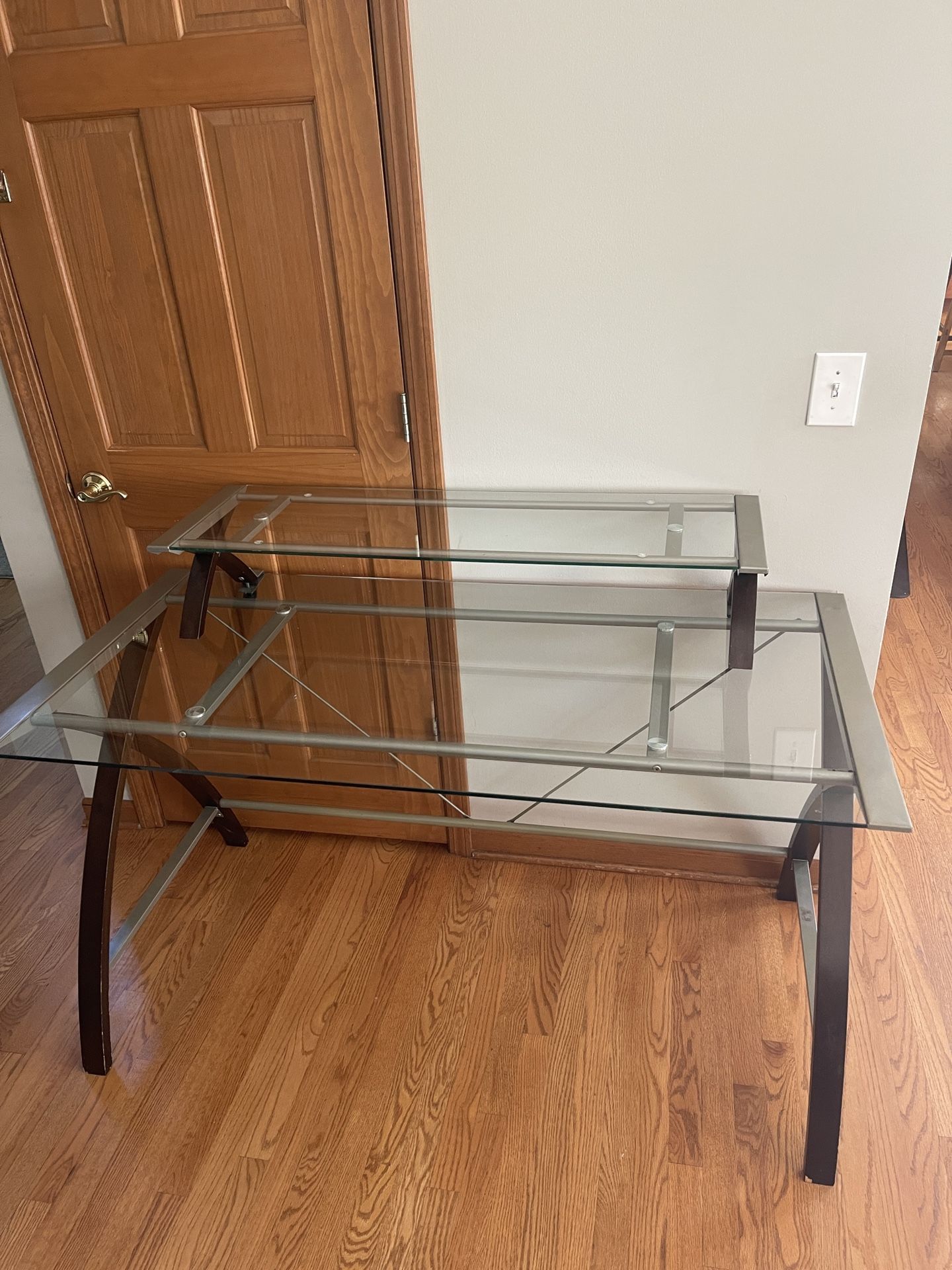 Glass Computer Desk (with shelf)
