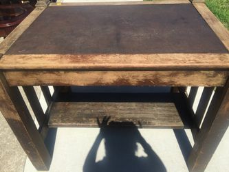 Antique Stickley solid oak desk leather top
