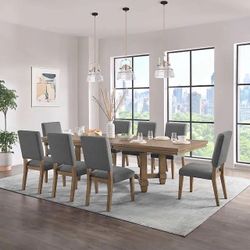 Brand New 9 Piece Extension Dining Table Set With Leaf 