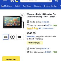 Wacom - Cintiq 16 Creative Pen Display Drawing Tablet - Blackr