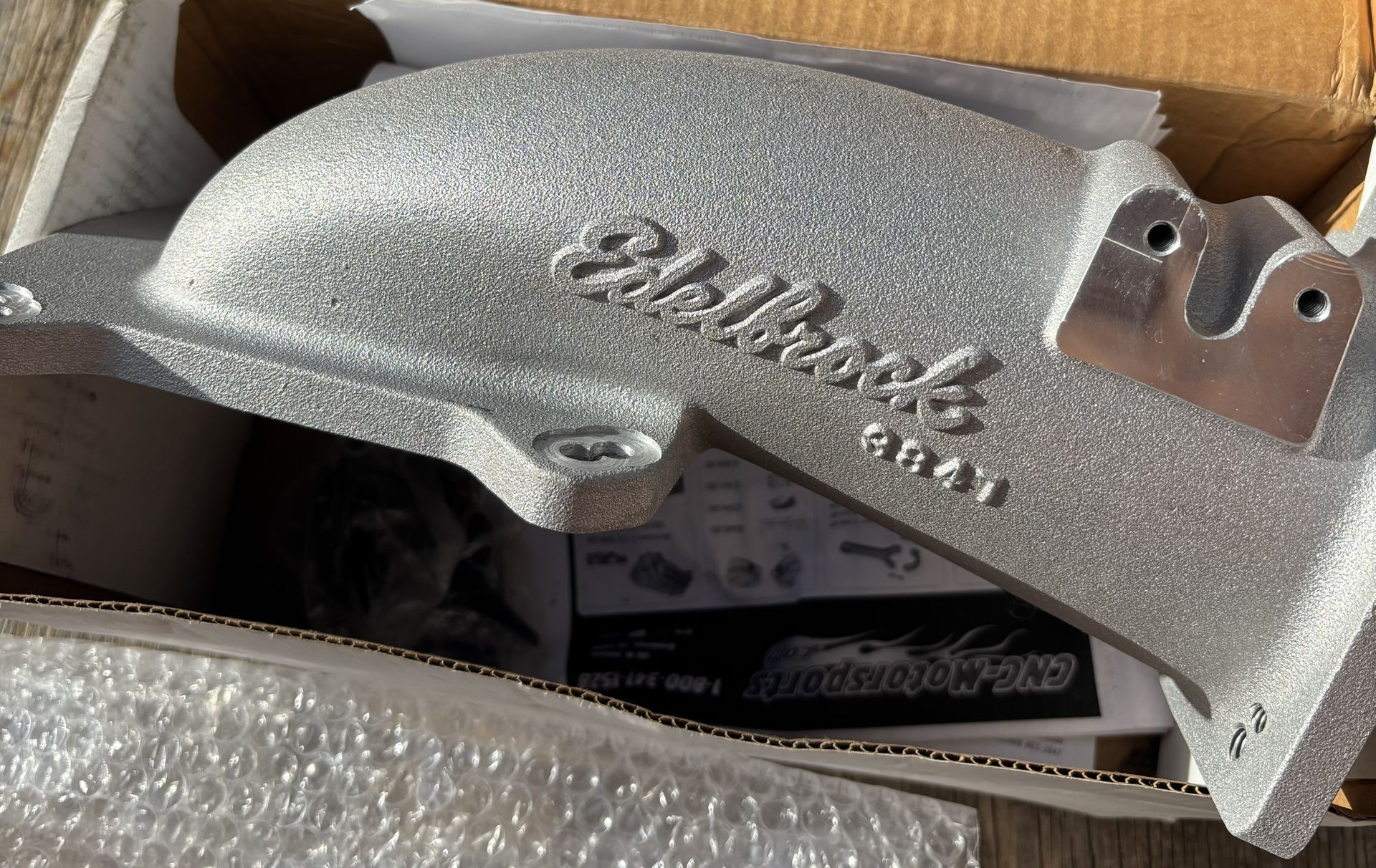 Edelbrock Throttle Body Intake Elbow #3847 Ultra Low Profile, 90mm Opening, Satin Finish LS engine