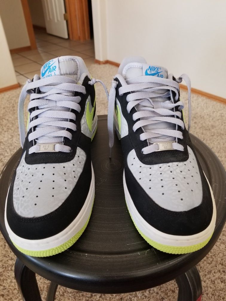 Nike Air Force 1 Reflective Silver/Black/Volt Men Size12