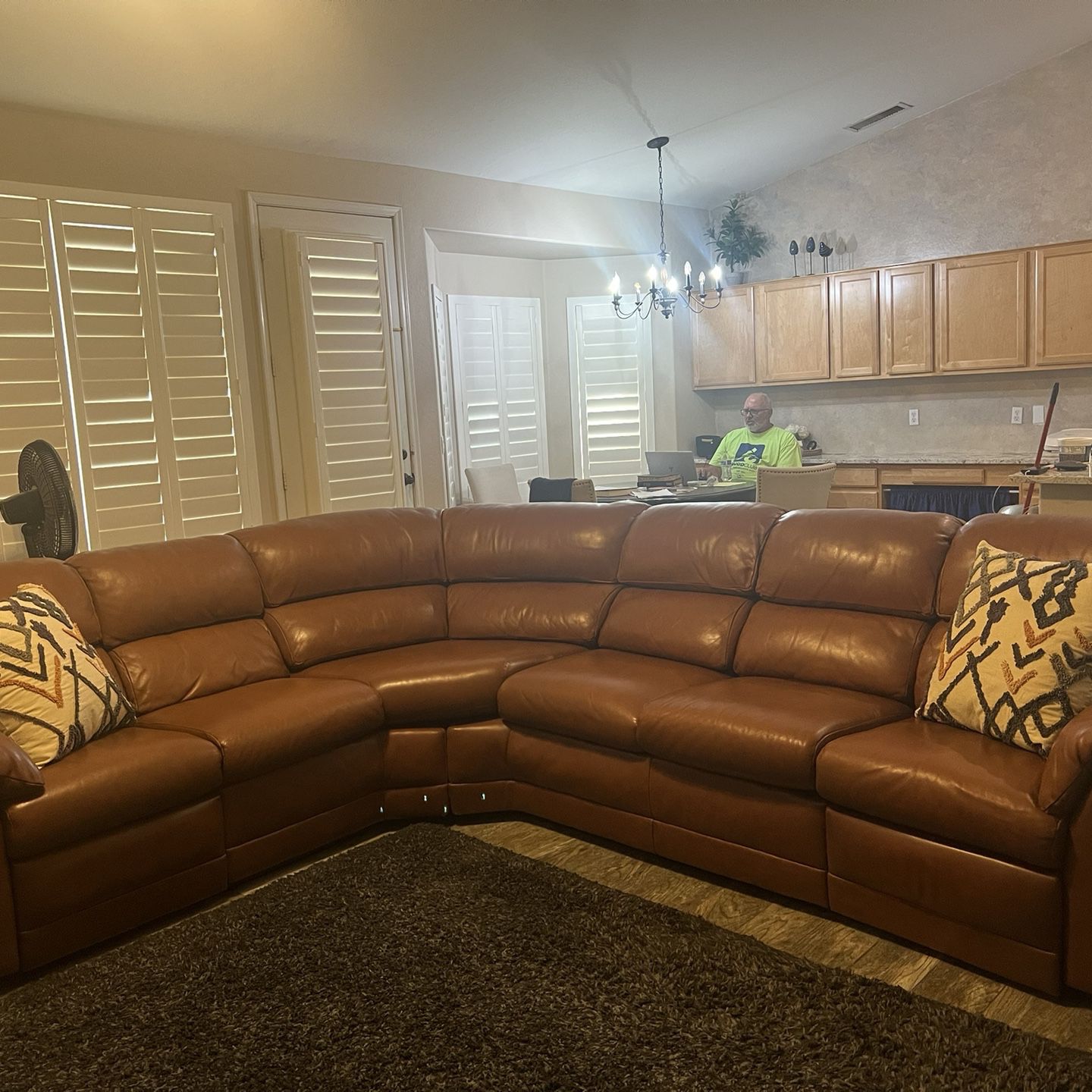 Camel Colored Fine Leather Sectional