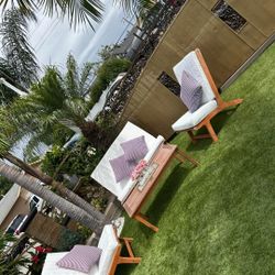 4pc Wood Patio Set/conversation Set/outdoor Furniture/Cash Only 