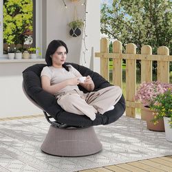 43″ Ergonomic Papasan Chair with Soft Thick Cushion and Sturdy Steel Frame, 360 Degree Swivel Chair for Living Room, Bedroom, Reading Room, Patio, Out