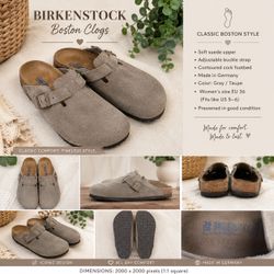 Betula by Birkenstock Boston Clogs Suede Beige Mules Women 6 EU 36 Soft Comforting