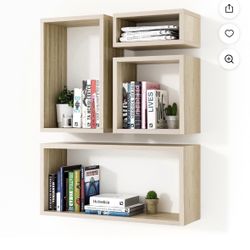 Set Of 4 Cube-Shelf Oak Color