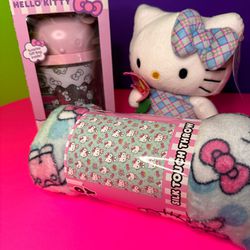 Hello Kitty Plush, Tumbler And  Blanket 