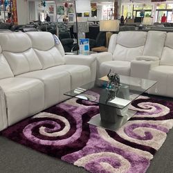 Beautiful White Reclining Sofa And Loveseat With Drop-Down Cupholder And Usb Ports