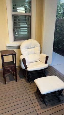 hard wood swing chair and ottoman set
