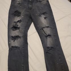 Mens Black Distressed Jeans 