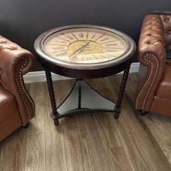 Round Clock Coffee and End Table