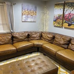 Thomasville Section Real Leather 2 -piece Plus Ottoman 