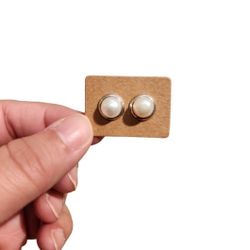 Vintage Silver Toned Pearl Post Earrings