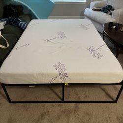 Full Size Mattress with Bed Frame, Mattress Topper 