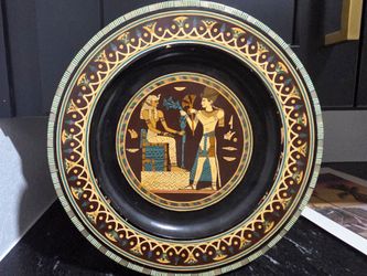 Vintage Egyptian Mother-of-Pearl & Shell Inlay Decorative Plate – Handmade Style