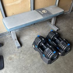 Dumbbell Adjustable Weights 10-55lb With Weight Bench Press